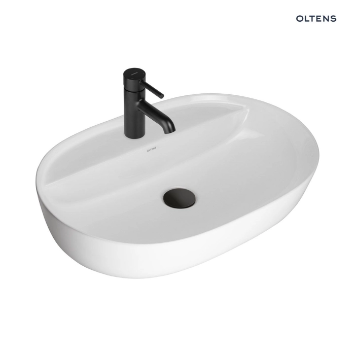 Oltens Hamnes Thin umywalka 62x42 cm nablatowa owalna z powłoką SmartClean biała 41814000
