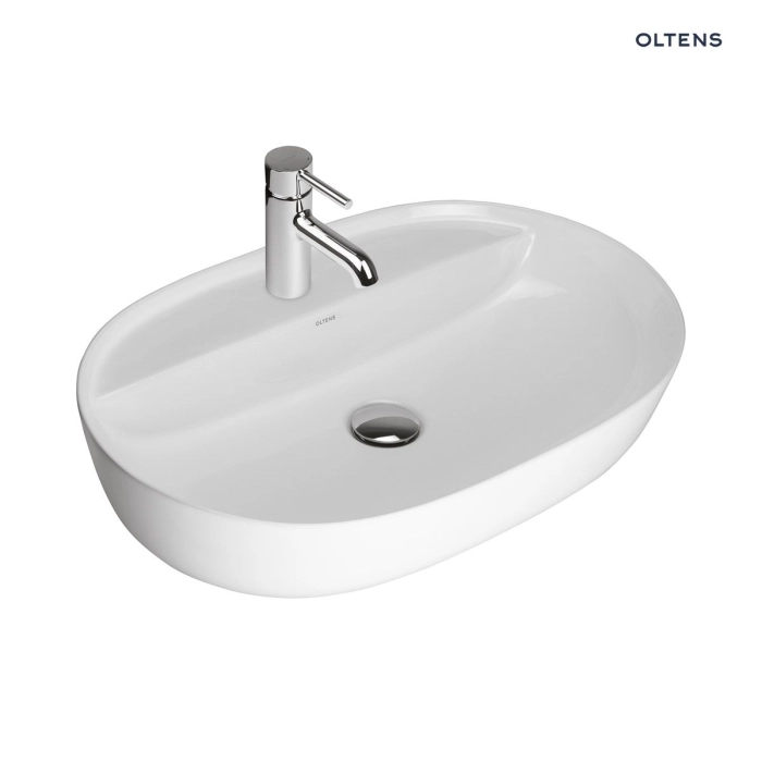 Oltens Hamnes Thin umywalka 62x42 cm nablatowa owalna biała 41314000