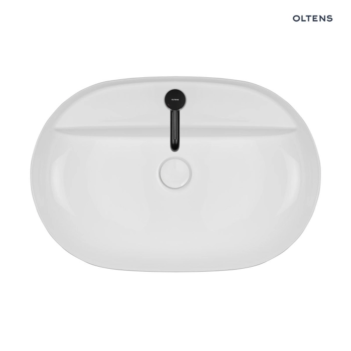 Oltens Hamnes Thin umywalka 62x42 cm nablatowa owalna z powłoką SmartClean biała 41814000