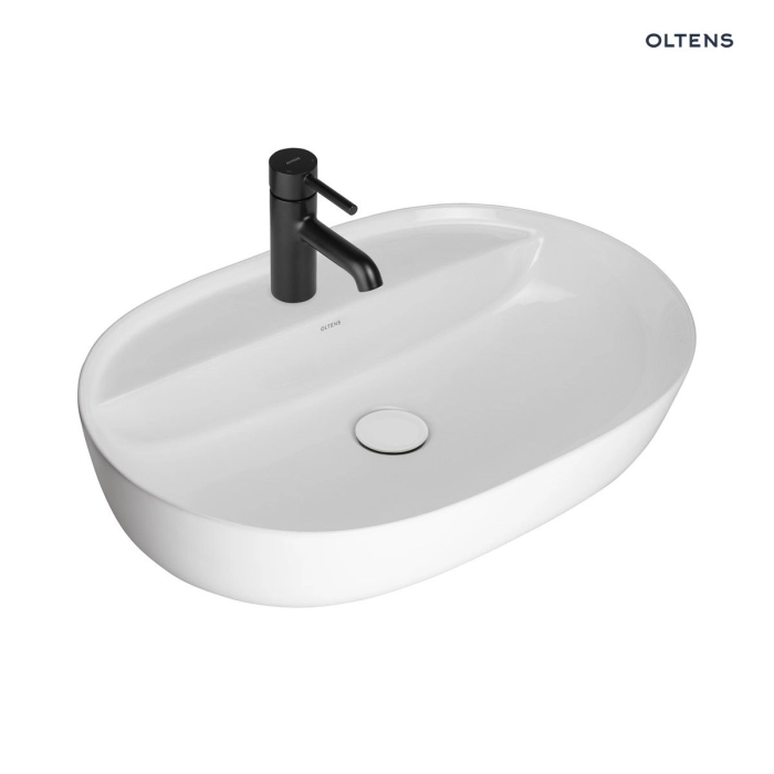 Oltens Hamnes Thin umywalka 62x42 cm nablatowa owalna z powłoką SmartClean biała 41814000