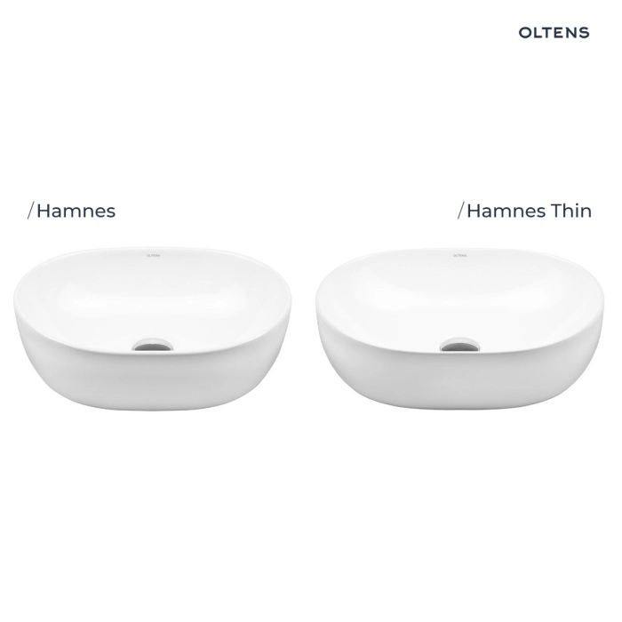 Oltens Hamnes Thin umywalka 80x40 cm nablatowa owalna z powłoką SmartClean biała 40821000