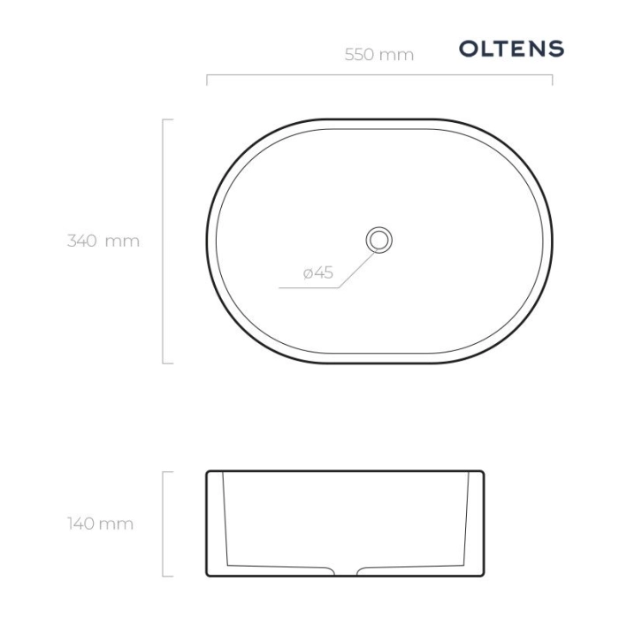 Oltens Lom umywalka 55x34 cm nablatowa owalna z powłoką SmartClean biała 40811000