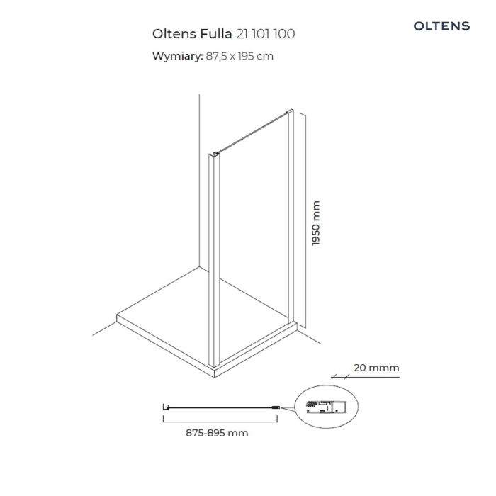 Oltens Fulla kabina prysznicowa 100x90 cm prostokątna 20204100