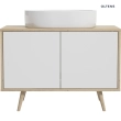 Oltens Hedvig szafka 95 cm podumywalkowa wisząca biały połysk/dąb nova 60200060