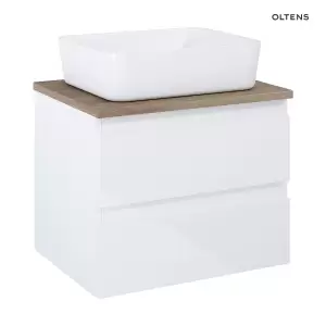 Oltens Vernal szafka 60 cm podumywalkowa wisząca z blatem biały połysk/dąb 60000060