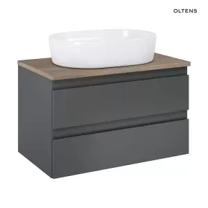 Oltens Vernal szafka 80 cm podumywalkowa wisząca z blatem grafit mat/dąb 60001460