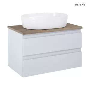 Oltens Vernal szafka 80 cm podumywalkowa wisząca z blatem szary mat/dąb 60001760