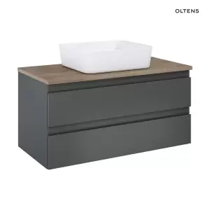 Oltens Vernal szafka 100 cm podumywalkowa wisząca z blatem grafit mat/dąb 60002460