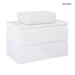 Oltens VERNAL szafka 80 cm podumywalkowa wisząca z blatem biały połysk 60007000