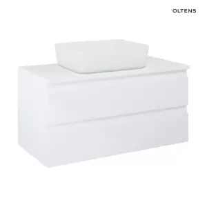 Oltens Vernal szafka 100 cm podumywalkowa wisząca z blatem biały połysk 60008000