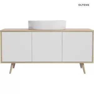 Oltens Hedvig szafka 140 cm podumywalkowa wisząca biały połysk/dąb nova 60201060