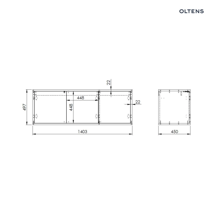 Oltens Hedvig szafka 140 cm podumywalkowa wisząca biały połysk/dąb nova 60201060