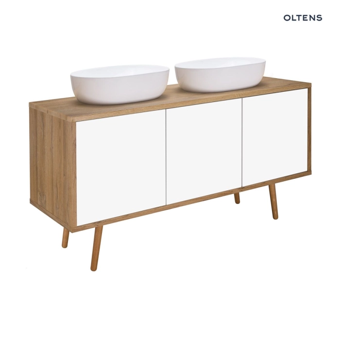 Oltens Hedvig szafka 50 cm podumywalkowa wisząca z półką czarny mat/dąb naturalny 60203360