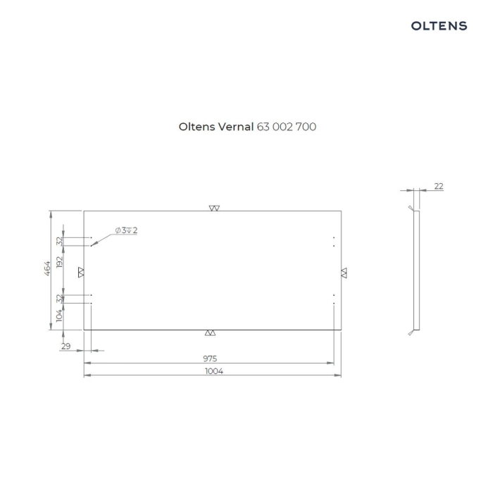 Oltens Vernal blat 100 cm naszafkowy szary mat 63002700