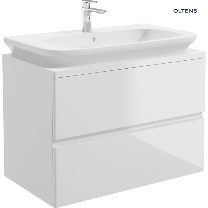 Oltens Hedvig szafka 95 cm podumywalkowa wisząca biały połysk/dąb nova 60200060