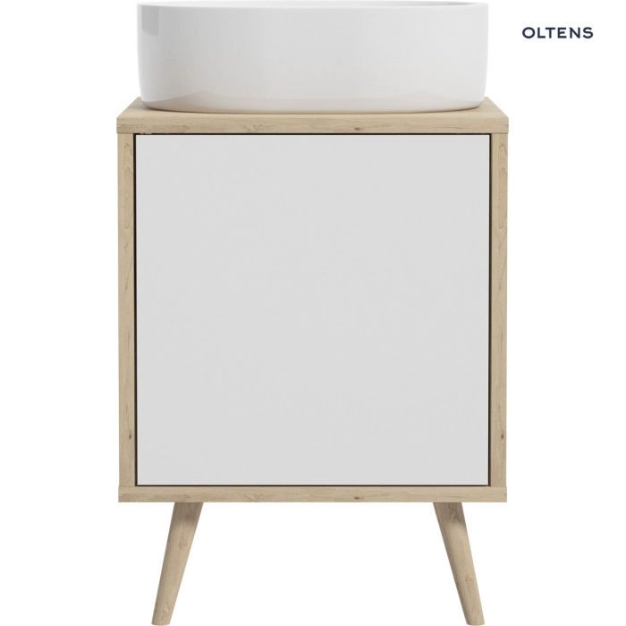 Oltens Hedvig szafka 50 cm podumywalkowa wisząca biały połysk/dąb nova 60202060