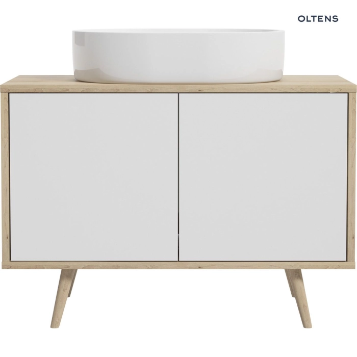 Oltens Hedvig szafka 95 cm podumywalkowa wisząca biały połysk/dąb nova 60200060