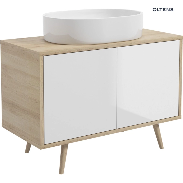 Oltens Hedvig szafka 95 cm podumywalkowa wisząca biały połysk/dąb nova 60200060
