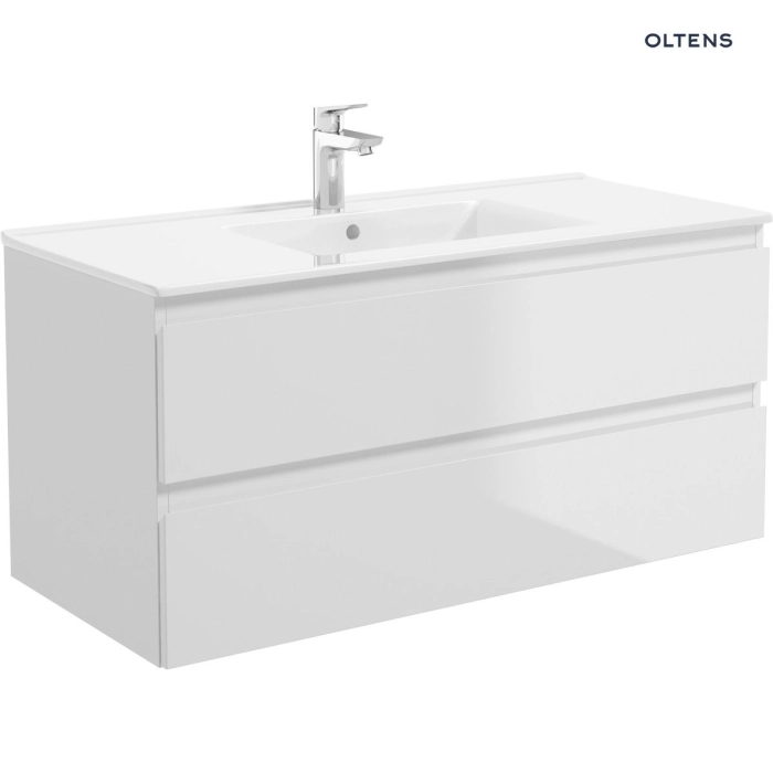 Oltens Gulfoss szafka 60 cm podumywalkowa wisząca z blatem biały połysk 60005000