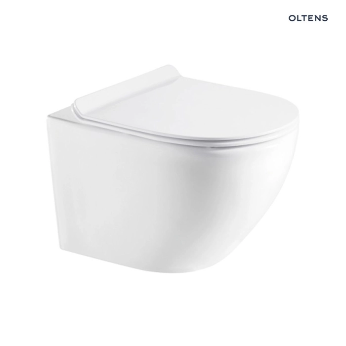 Zestaw Oltens Hamnes miska WC wisząca PureRim z powłoką SmartClean z deską wolnoopadającą Slim 42515000
