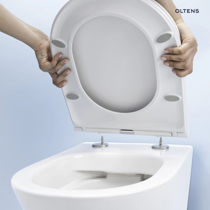 Zestaw Oltens Hamnes miska WC wisząca PureRim z powłoką SmartClean z deską wolnoopadającą Slim 42515000