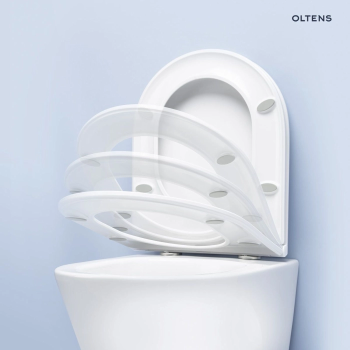 Zestaw Oltens Hamnes miska WC wisząca PureRim z powłoką SmartClean z deską wolnoopadającą Slim 42515000