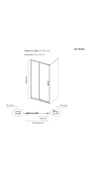 Oltens Fulla drzwi prysznicowe 100 cm wnękowe 21200100
