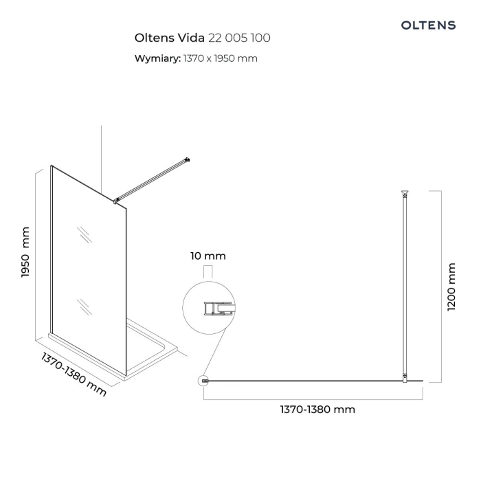 Oltens Vanlig grzejnik łazienkowy 121x50 cm czarny mat 55008300