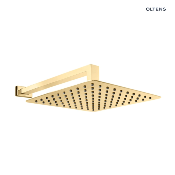 Oltens Vindel (S) Lagan (S) deszczownica 30 cm kwadratowa z ramieniem ściennym złoty połysk 36014800