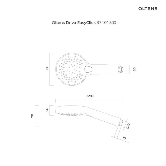 Oltens Driva EasyClick słuchawka prysznicowa czarny mat 37104300