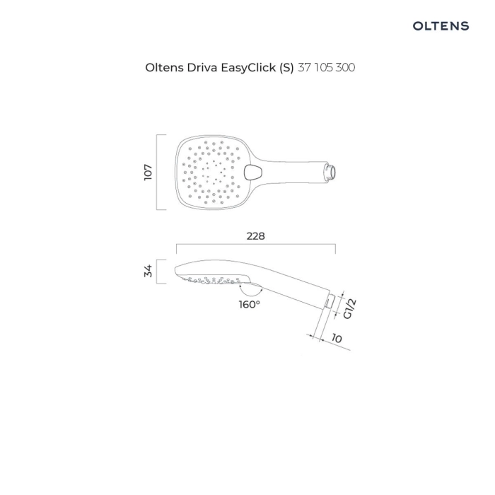 Oltens Driva EasyClick (S) słuchawka prysznicowa czarny mat 37105300