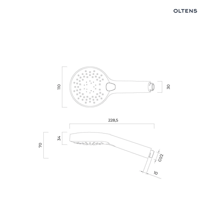 Oltens Driva EasyClick słuchawka prysznicowa złoty połysk/biały 37104800
