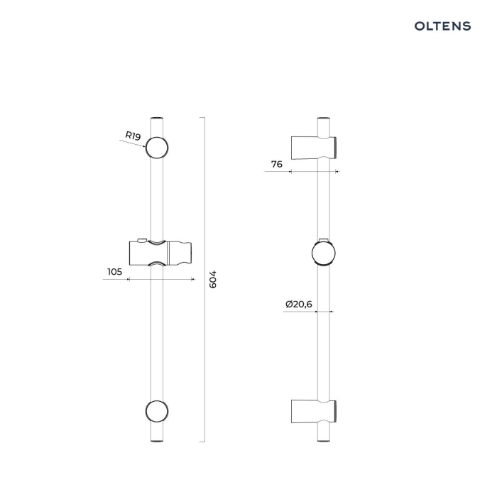 Oltens Alling 60 drążek prysznicowy 60 cm złoty połysk 37300800