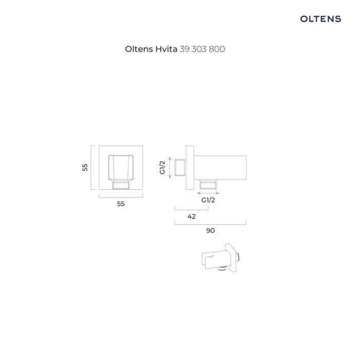 Oltens Hvita przyłącze kątowe z uchwytem okrągłe złoty połysk 39304800