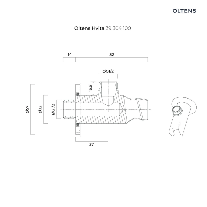Oltens Hvita przyłącze kątowe z uchwytem okrągłe chrom 39304100