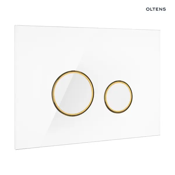 Oltens Lule przycisk spłukujący do WC szklany biały/złoty mat/biały 57203000