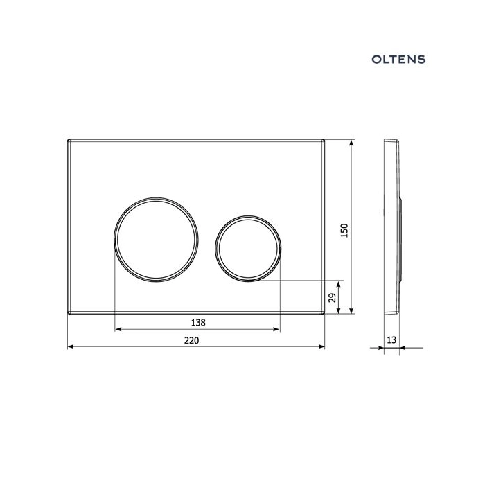 Oltens Torne przycisk spłukujący do WC czarny mat/chrom/czarny mat 57101300