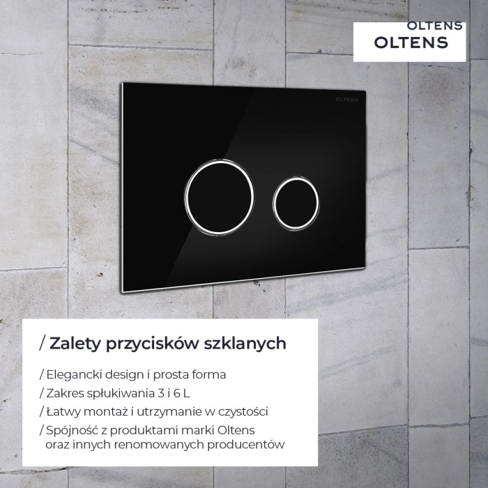 Oltens Lule przycisk spłukujący do WC szklany biały/złoty mat/biały 57203000