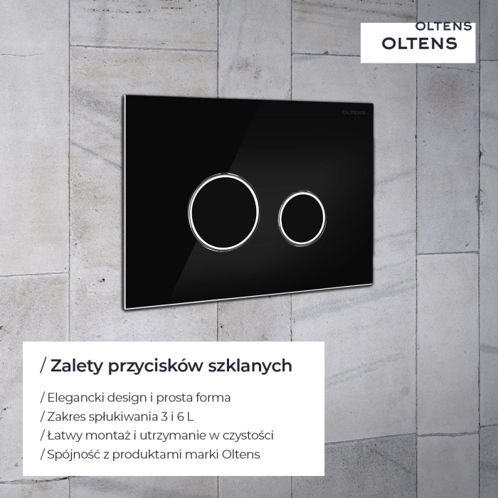 Oltens Lule przycisk spłukujący do WC szklany biały/chrom 57201010
