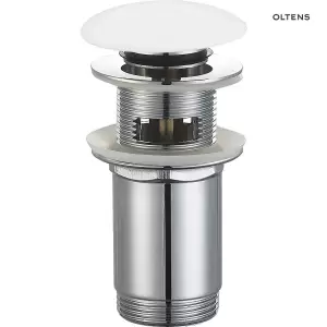 Oltens Halsa korek do UMYWALKI klik klak okrągły z przelewem G 1 1/4 biały ceramiczny 05102000