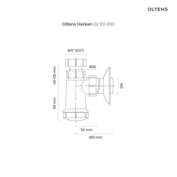 Oltens Harkan syfon umywalkowy butelkowy 1 1/4 plastikowy biały 02101000