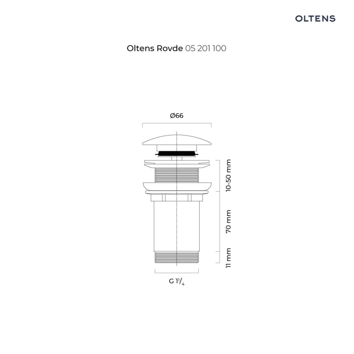 Oltens Rovde korek do UMYWALKI klik klak okrągły bez przelewu G1 1/4 chrom 05201100