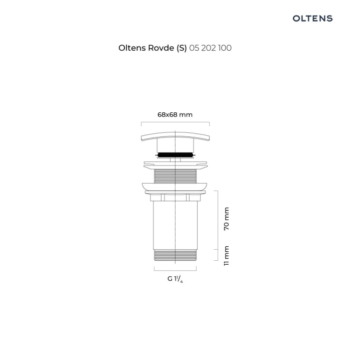 Oltens Rovde (S) korek do UMYWALKI klik klak kwadratowy bez przelewu G 1 1/4 chrom 05202100