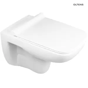 Oltens Ribe miska WC wisząca PureRim z deską wolnoopadającą Slim biała 42011000