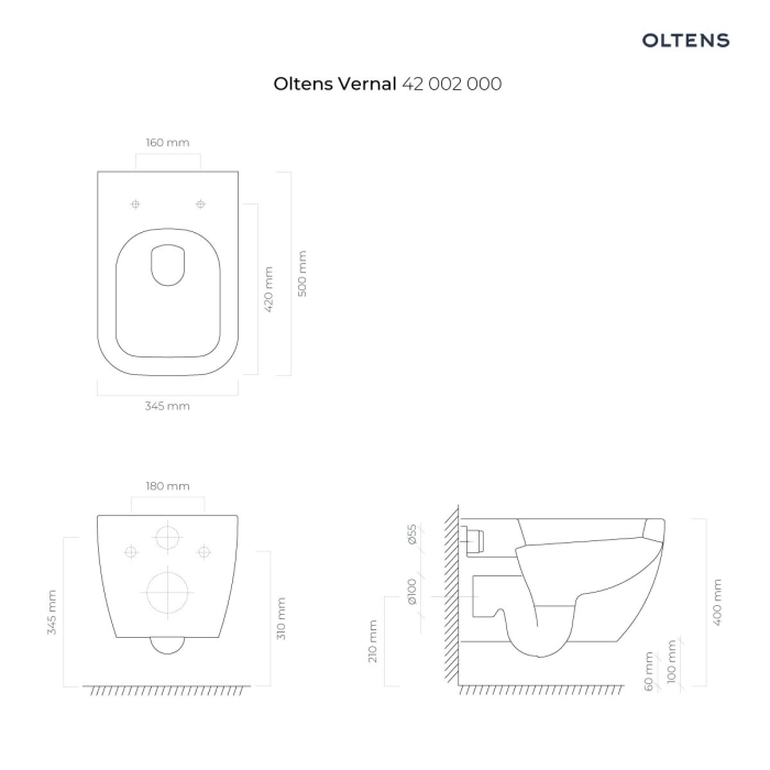Oltens Gulfoss miska WC wisząca z powłoką SmartClean biała 42603000