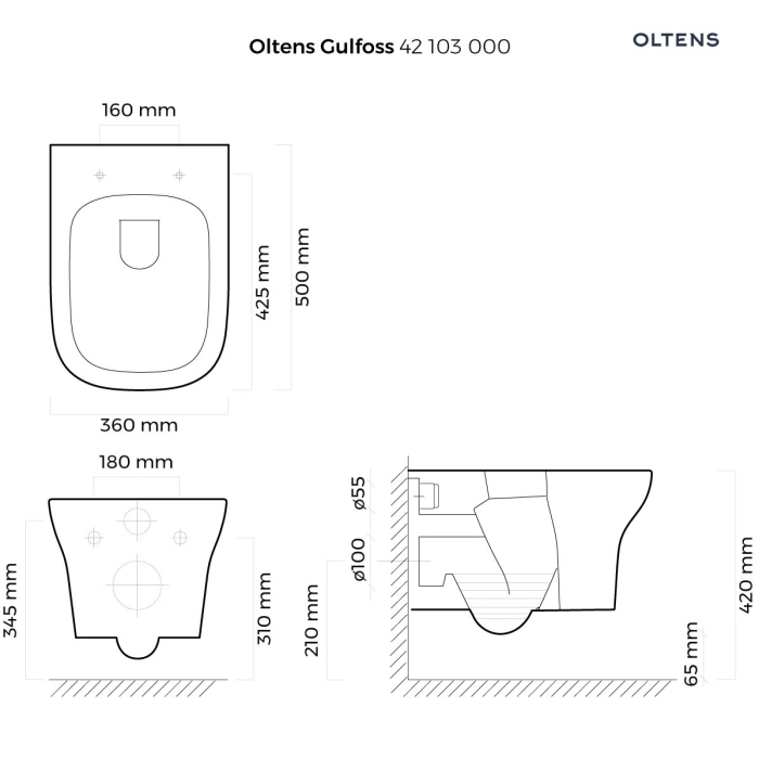 Oltens Gulfoss miska WC wisząca biała 42103000