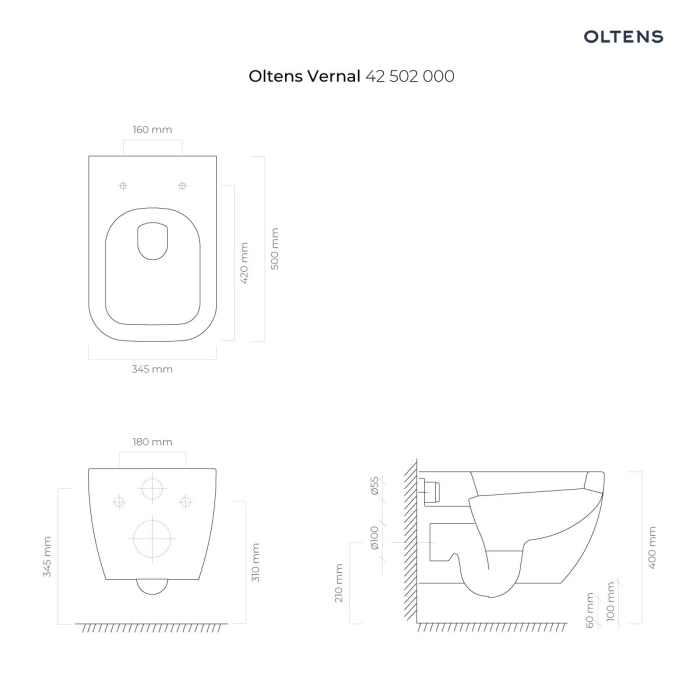 Oltens Vernal miska WC wisząca biała 42102000