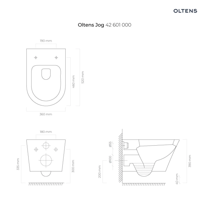 Oltens Jog miska WC wisząca z powłoką SmartClean biała 42601000