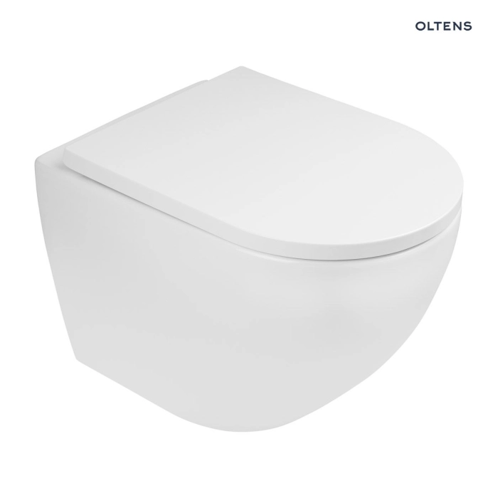 Zestaw Oltens Hamnes miska WC wisząca PureRim z powłoką SmartClean z deską wolnoopadającą 42514000
