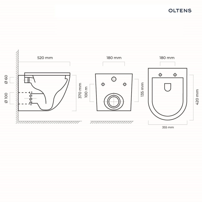 Oltens Hamnes miska WC wisząca PureRim biała 42013000